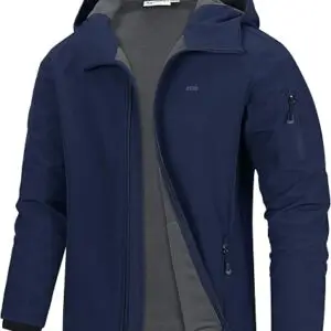 33,000ft Men's Hooded Fleece Lined Rain Shell Jacket Waterproof Lightweight