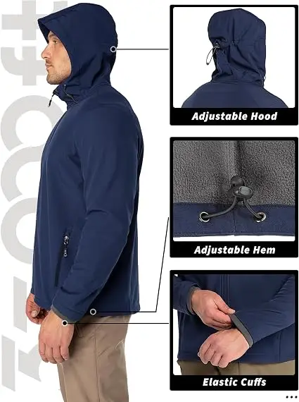 71pzF7v2S6L._AC_SX425_ 33,000ft Men's Hooded Fleece Lined Rain Shell Jacket Waterproof Lightweight - Image 3