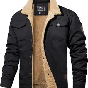 MAGCOMSEN Mens Winter Jacket Fleece Lined Sherpa Jacket Warm Thicken Coat