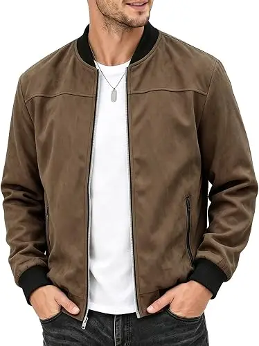 91wNGo1i9wL._AC_SX679_ Men's Jacket Faux Suede Varsity Bomber Full Zip Casual Outerwear