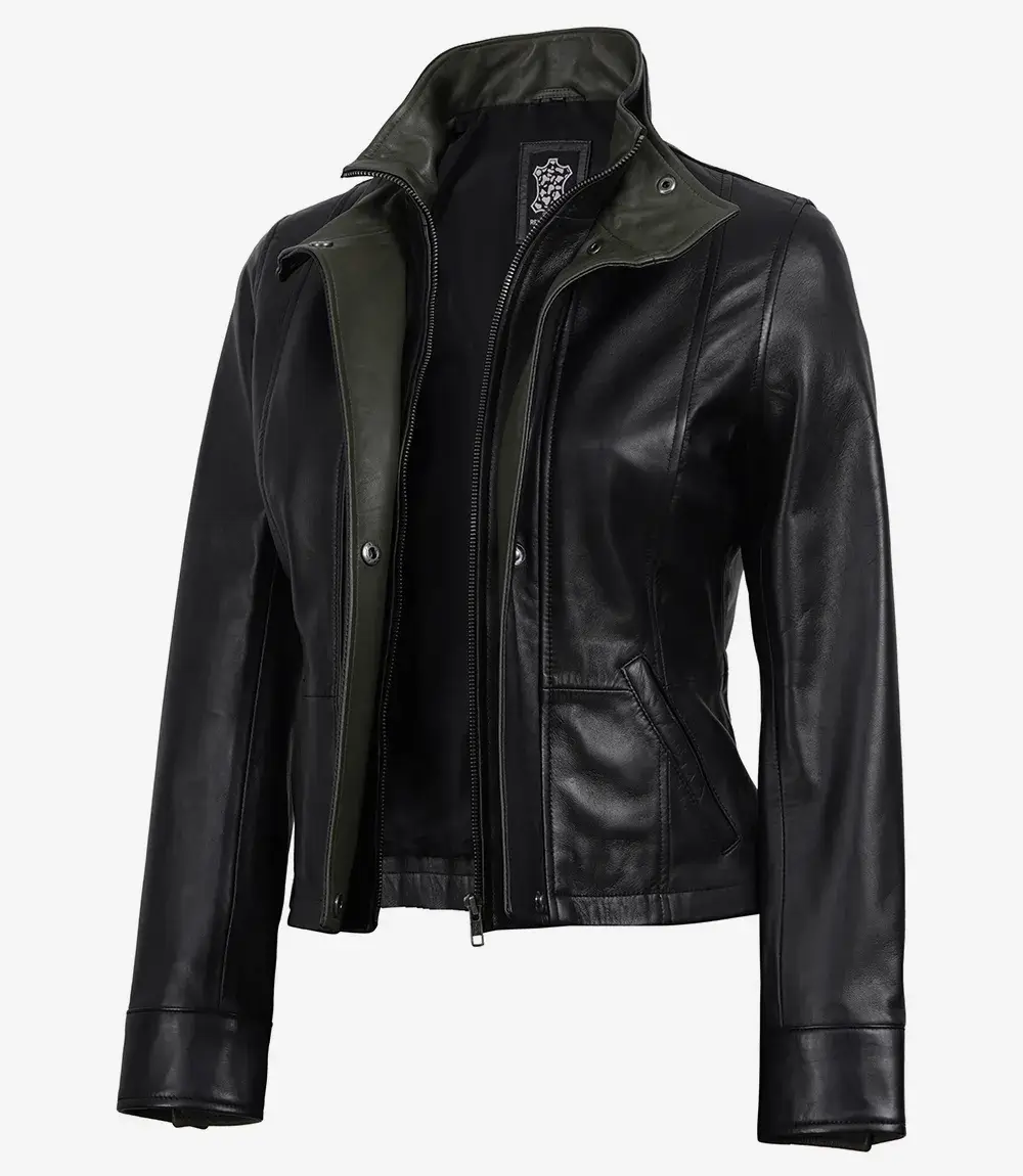 black_green_leather_jacket__14066_zoom Mark Men's Black Harrington Lambskin Leather Jacket